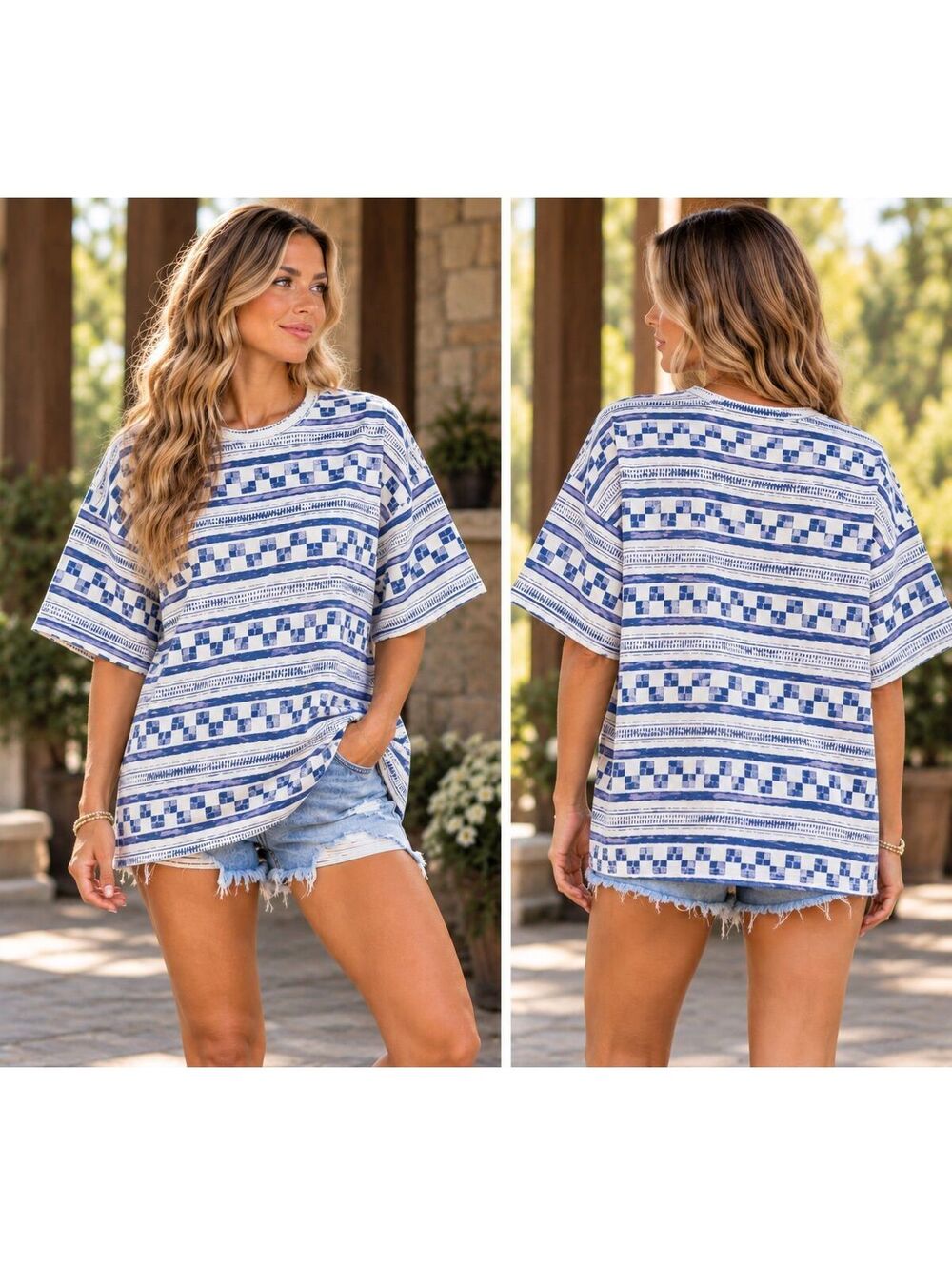 We The Free pattern Tee oversized Small